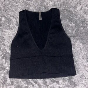 Low V-Neck Cropped Top